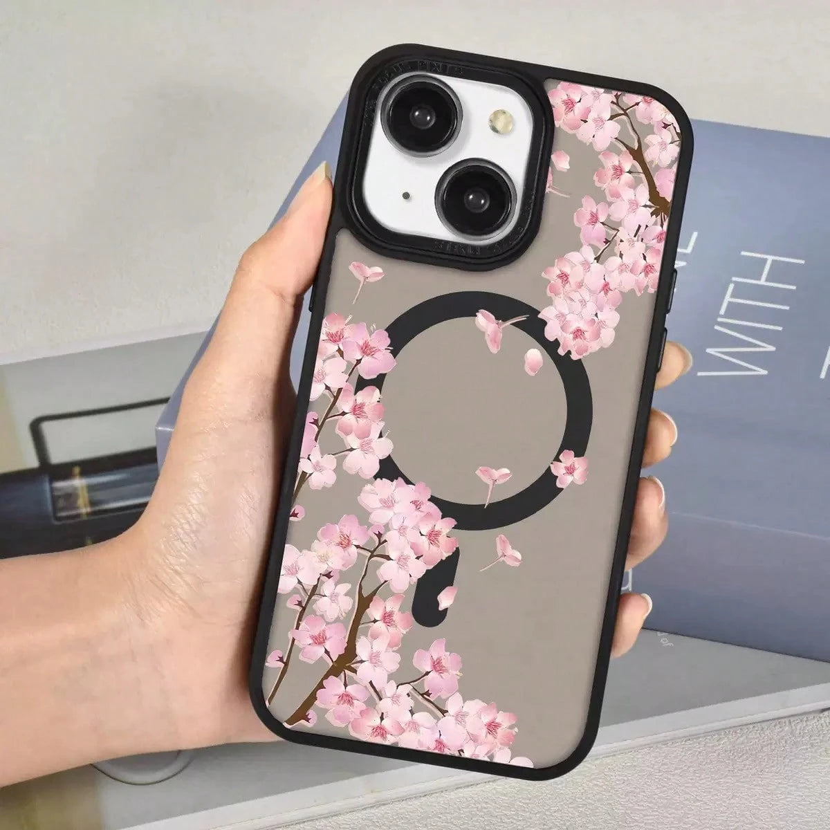 Magnetic Flower 17/16/15/14/13/12 Pro Max Phone Case, Magnetic Charging Protective Cover, Transparent Minimalist Elegant Anti-Drop