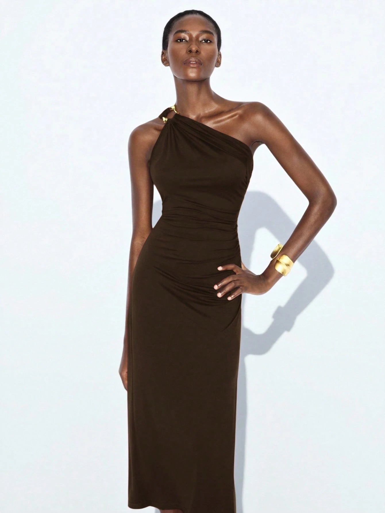 Maija Dark Brown Summer Sexy Elegant Date Party Rave Night Night Out Women's Backless Halter Flowy Midi Dress Beach Wedding Guest Country Concert Outfit