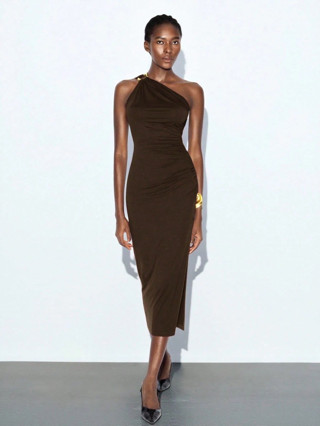 Maija Dark Brown Summer Sexy Elegant Date Party Rave Night Night Out Women's Backless Halter Flowy Midi Dress Beach Wedding Guest Country Concert Outfit