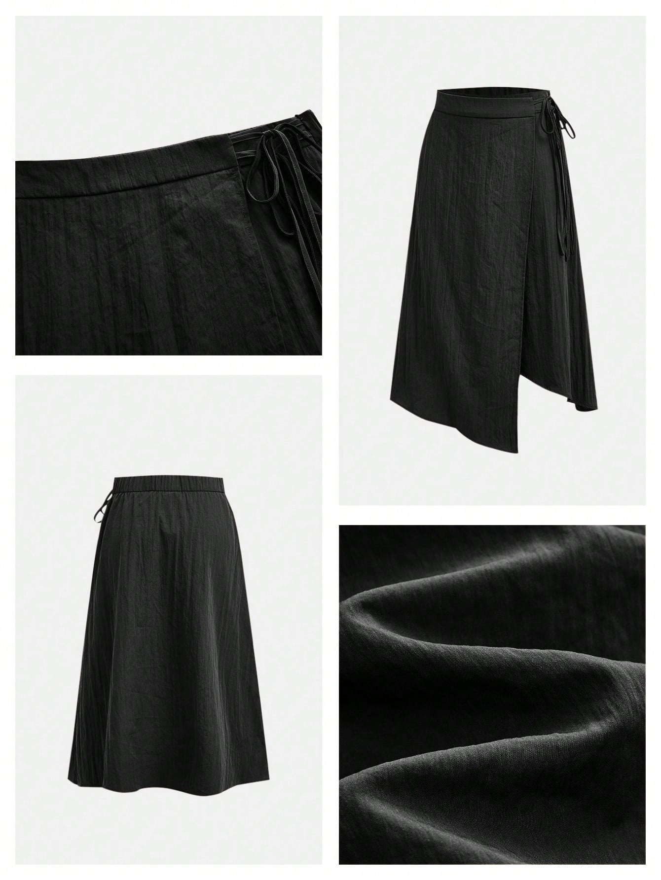 Maija Women's Autumn Casual Tie-Wrap Skirt, Festival Skirt, Olive Green Asymmetry Skirt,Going Out Beach Outfits,Back To School Clothes