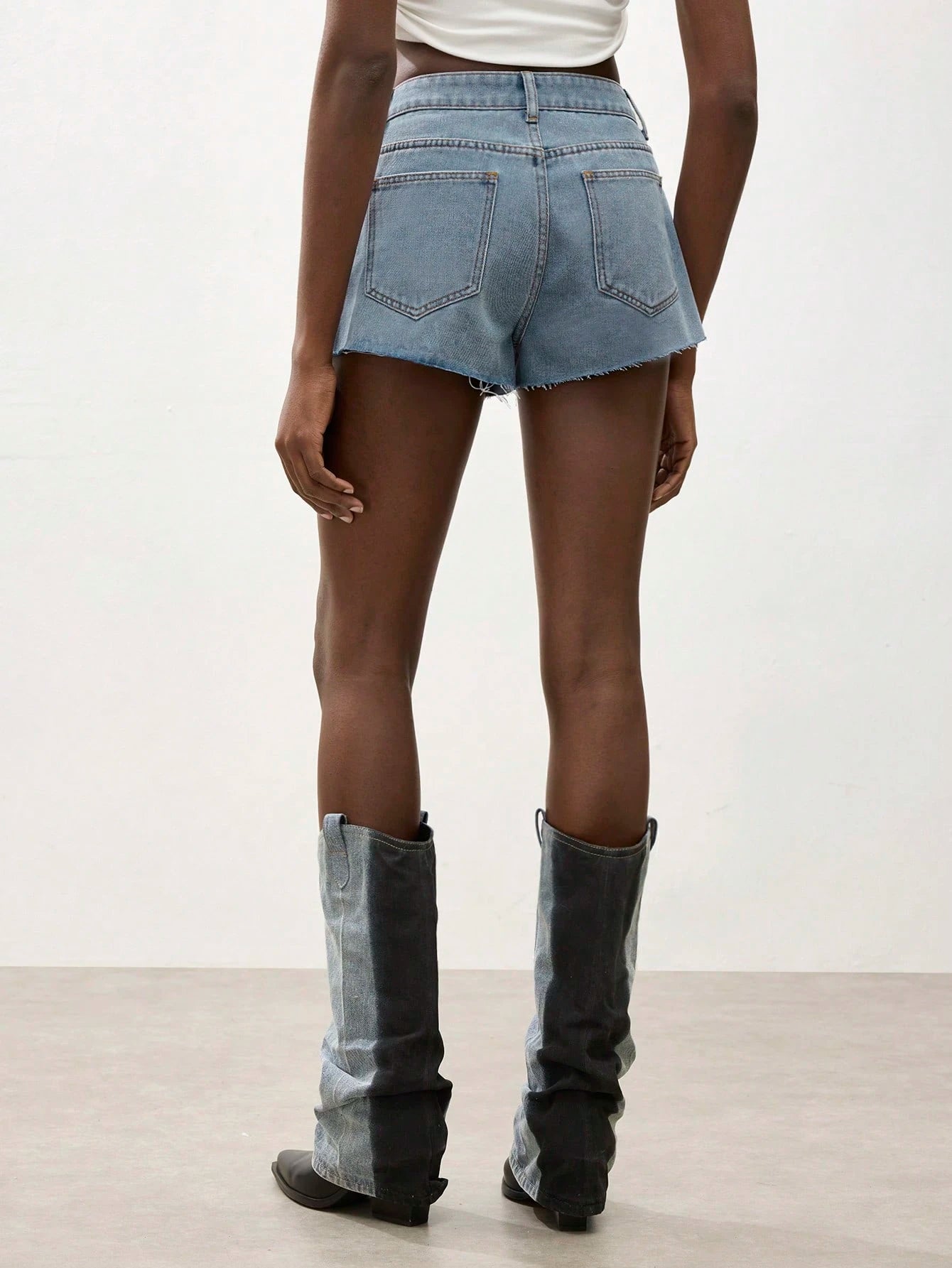 Maija Women's Casual Light Blue Denim Shorts, Studded Shorts Jorts