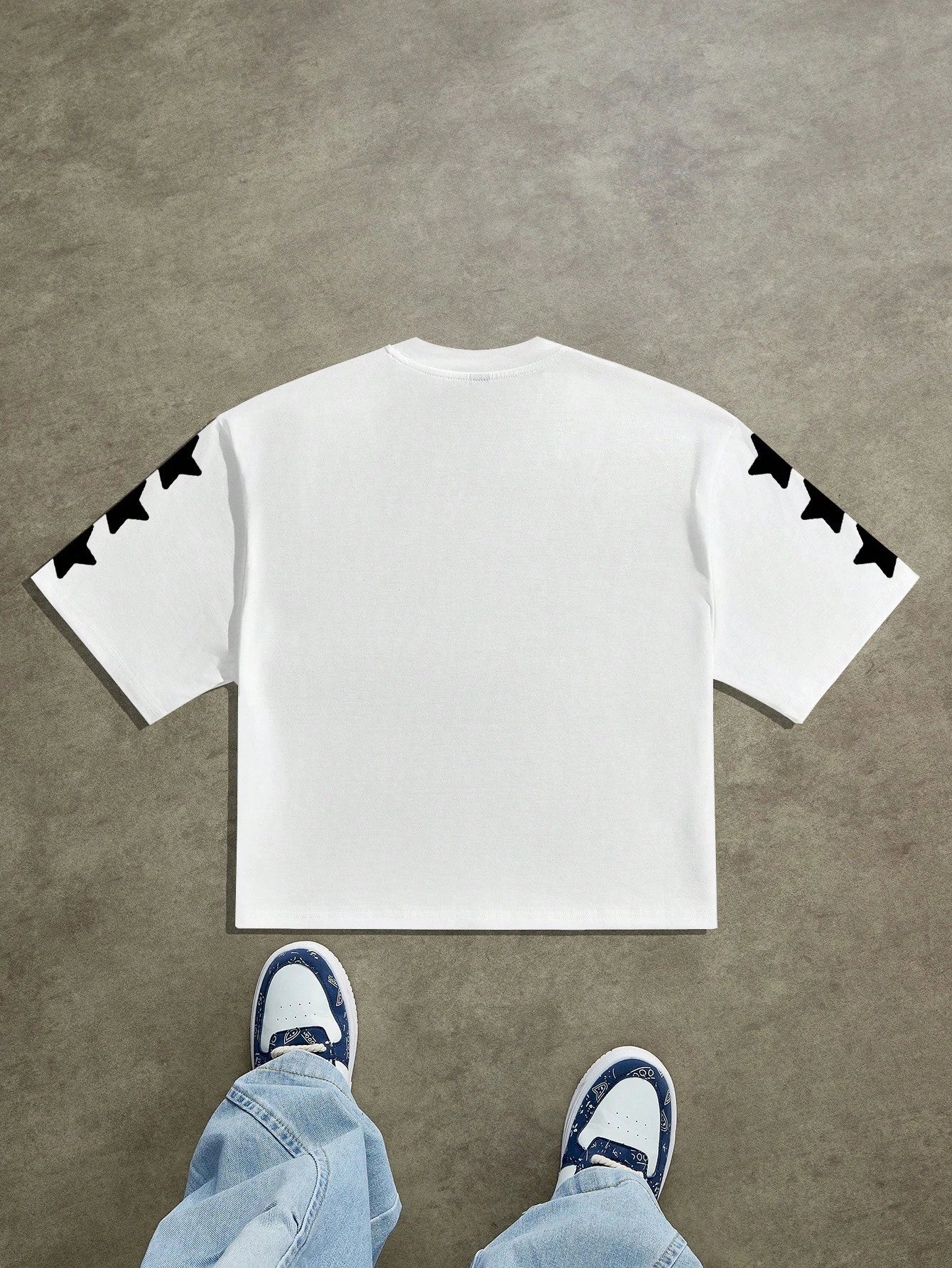 Manfinity Roghcode Men's Street Letter Print Short Sleeve Cropped Loose T-Shirt