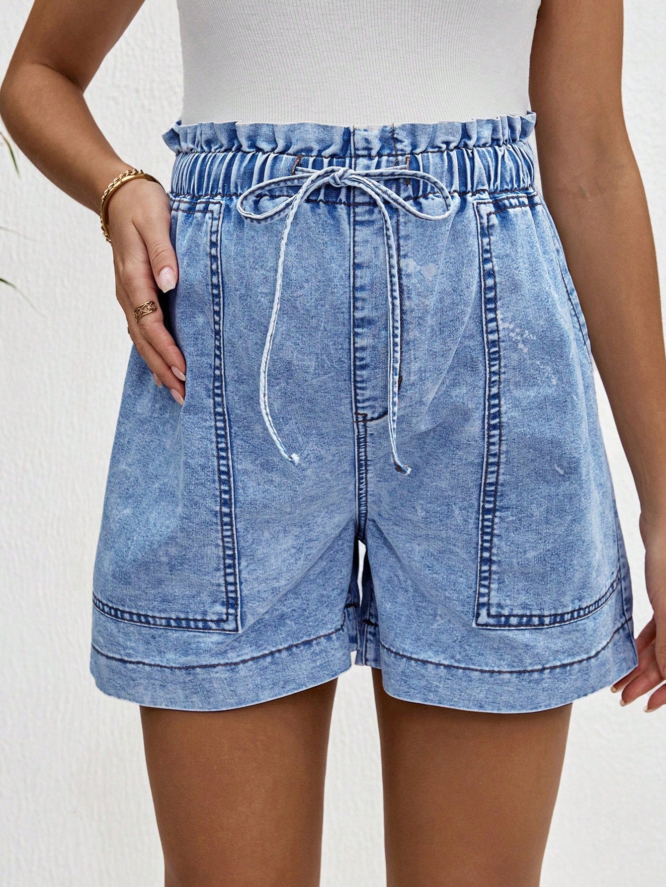 Maternity Relaxed Fit Denim Shorts, Blue
