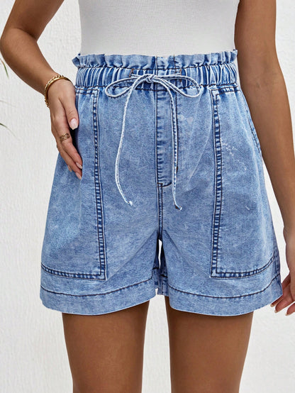 Maternity Relaxed Fit Denim Shorts, Blue
