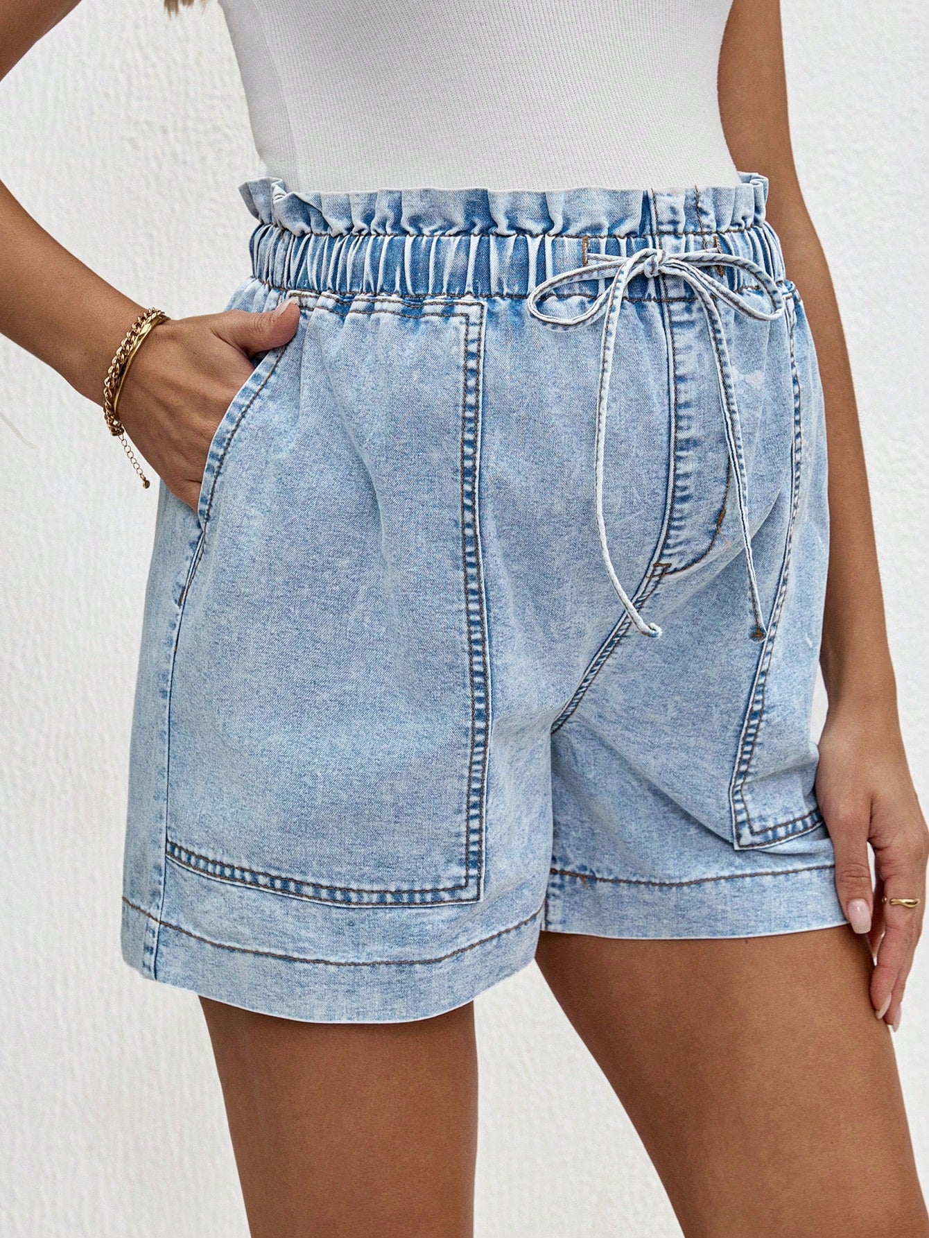 Maternity Relaxed Fit Denim Shorts, Blue