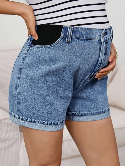 Maternity Solid Color Casual Jeans