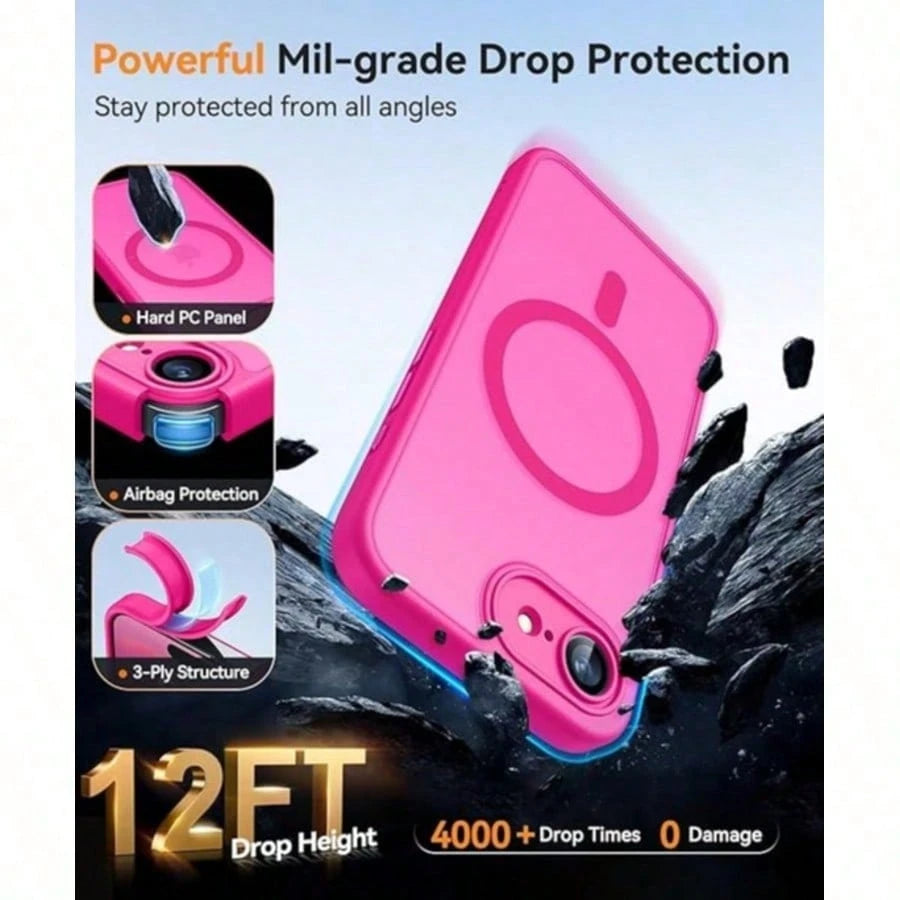 Matte Translucent Magnetic Phone Case Compatible With 17E 16E 17 Air 16 15 14 13 12 11 Plus Pro Max Camera Protection Shockproof ShellMade With An Friendly Antibacterial Coating, It's The Perfect Gif