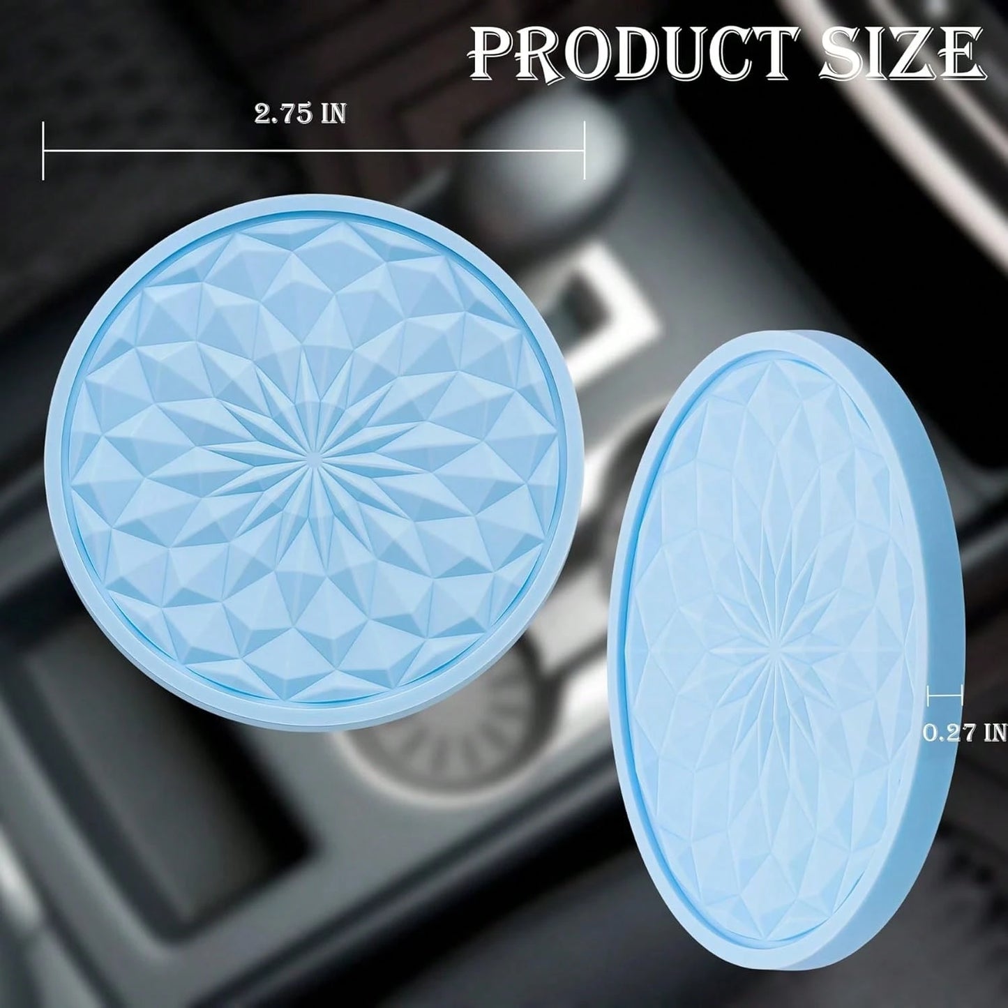 MEAJOO 2 Pack Silicone Car Cup Holder Coaster U2013 2.75 Inch Non-Slip Drink Mat, Universal Fit For Most Vehicles U2013 Cute &Amp; Functional Auto Accessories (Light Blue)