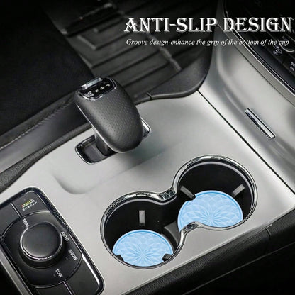 MEAJOO 2 Pack Silicone Car Cup Holder Coaster U2013 2.75 Inch Non-Slip Drink Mat, Universal Fit For Most Vehicles U2013 Cute &Amp; Functional Auto Accessories (Light Blue)