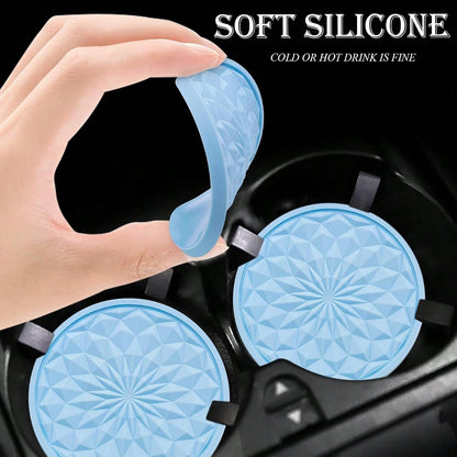 MEAJOO 2 Pack Silicone Car Cup Holder Coaster U2013 2.75 Inch Non-Slip Drink Mat, Universal Fit For Most Vehicles U2013 Cute &Amp; Functional Auto Accessories (Light Blue)
