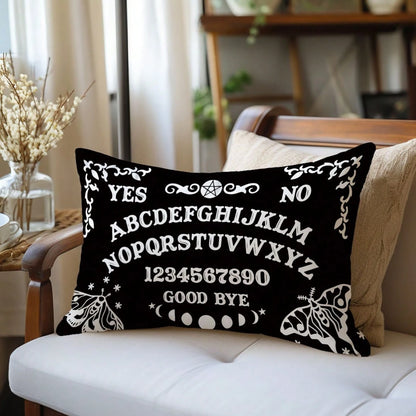 MEMNUN 1pc/2pcs Mysterious Ouija Board Pattern Black Printed Polyester Throw Pillow Cover [No Pillow Insert], 11.81*19.71in(30*50cm)/15.75*23.62in(40*60cm), [Single-Sided Printing], Daily Decor Lumbar