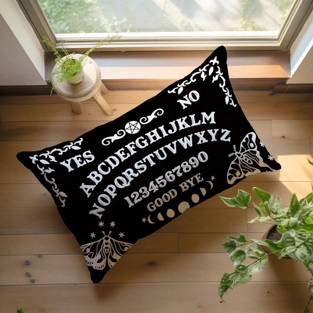 MEMNUN 1pc/2pcs Mysterious Ouija Board Pattern Black Printed Polyester Throw Pillow Cover [No Pillow Insert], 11.81*19.71in(30*50cm)/15.75*23.62in(40*60cm), [Single-Sided Printing], Daily Decor Lumbar