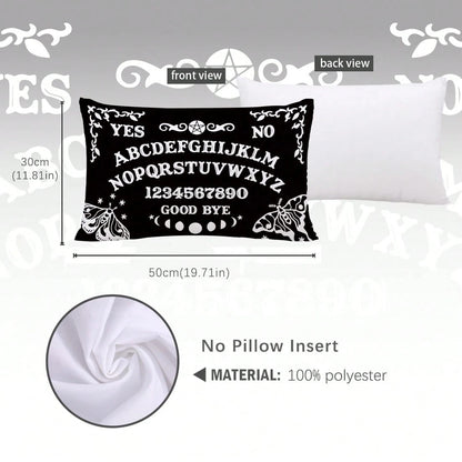 MEMNUN 1pc/2pcs Mysterious Ouija Board Pattern Black Printed Polyester Throw Pillow Cover [No Pillow Insert], 11.81*19.71in(30*50cm)/15.75*23.62in(40*60cm), [Single-Sided Printing], Daily Decor Lumbar