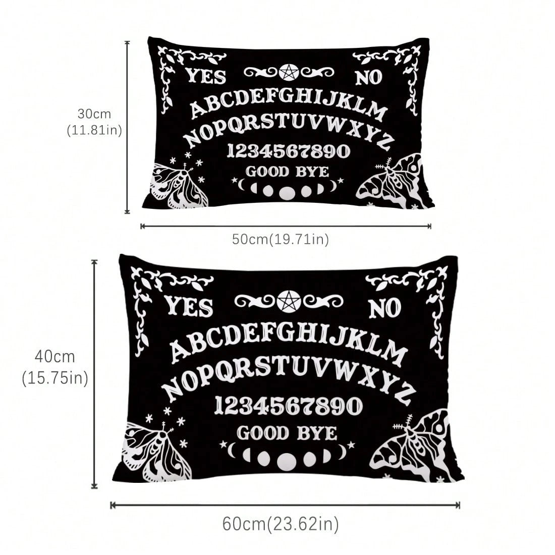 MEMNUN 1pc/2pcs Mysterious Ouija Board Pattern Black Printed Polyester Throw Pillow Cover [No Pillow Insert], 11.81*19.71in(30*50cm)/15.75*23.62in(40*60cm), [Single-Sided Printing], Daily Decor Lumbar