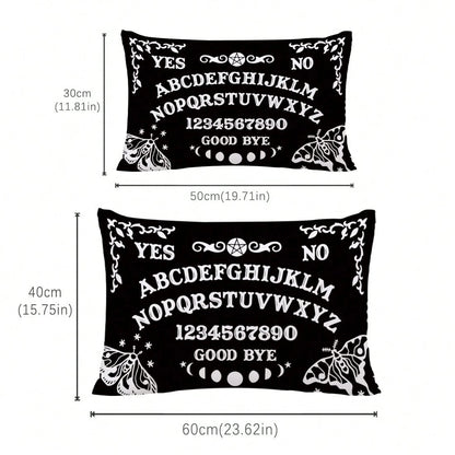 MEMNUN 1pc/2pcs Mysterious Ouija Board Pattern Black Printed Polyester Throw Pillow Cover [No Pillow Insert], 11.81*19.71in(30*50cm)/15.75*23.62in(40*60cm), [Single-Sided Printing], Daily Decor Lumbar
