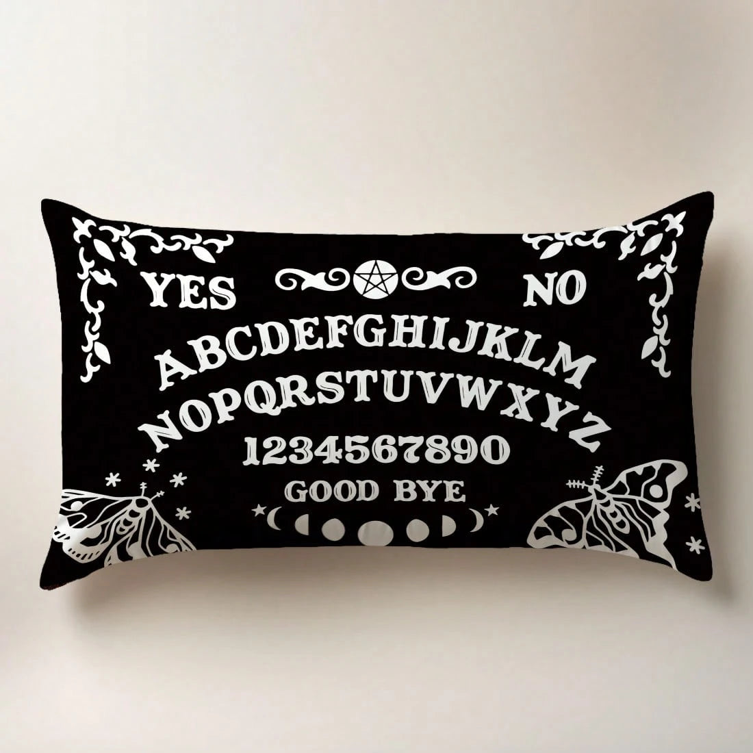 MEMNUN 1pc/2pcs Mysterious Ouija Board Pattern Black Printed Polyester Throw Pillow Cover [No Pillow Insert], 11.81*19.71in(30*50cm)/15.75*23.62in(40*60cm), [Single-Sided Printing], Daily Decor Lumbar