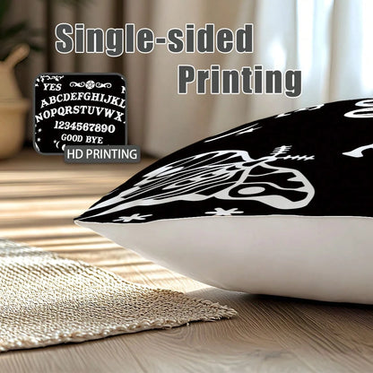 MEMNUN 1pc/2pcs Mysterious Ouija Board Pattern Black Printed Polyester Throw Pillow Cover [No Pillow Insert], 11.81*19.71in(30*50cm)/15.75*23.62in(40*60cm), [Single-Sided Printing], Daily Decor Lumbar