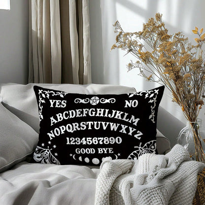 MEMNUN 1pc/2pcs Mysterious Ouija Board Pattern Black Printed Polyester Throw Pillow Cover [No Pillow Insert], 11.81*19.71in(30*50cm)/15.75*23.62in(40*60cm), [Single-Sided Printing], Daily Decor Lumbar