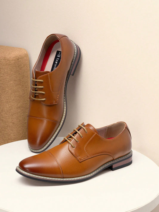 Men's Classic Oxford Shoes Business Casual Lace-Up For Office Dating Dress Brown Shoes
