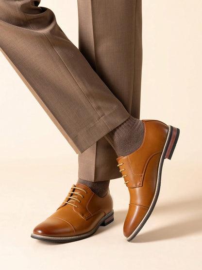 Men's Classic Oxford Shoes Business Casual Lace-Up For Office Dating Dress Brown Shoes