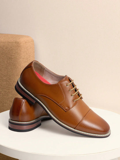 Men's Classic Oxford Shoes Business Casual Lace-Up For Office Dating Dress Brown Shoes