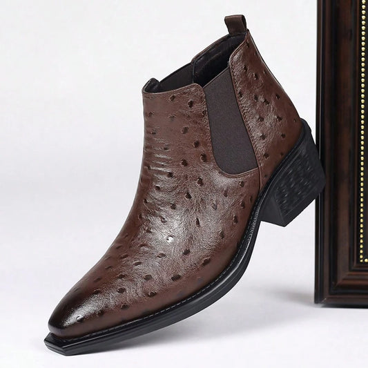 Men's Classic Western Cowboy Boots, Business Casual Occasions Versatile Low Heels Short Boots, Daily Comfortable Men's Shoes