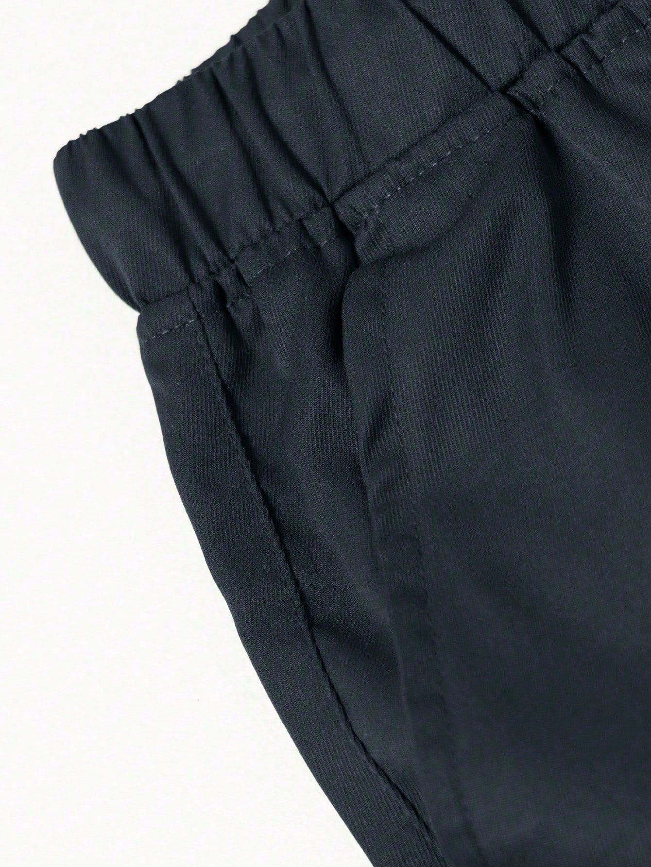 Men's Spring/Autumn Multi-Pocket Cargo Straight Leg Pants, Solid Color Loose Fit, Versatile For Fitness, Commuting And Sports