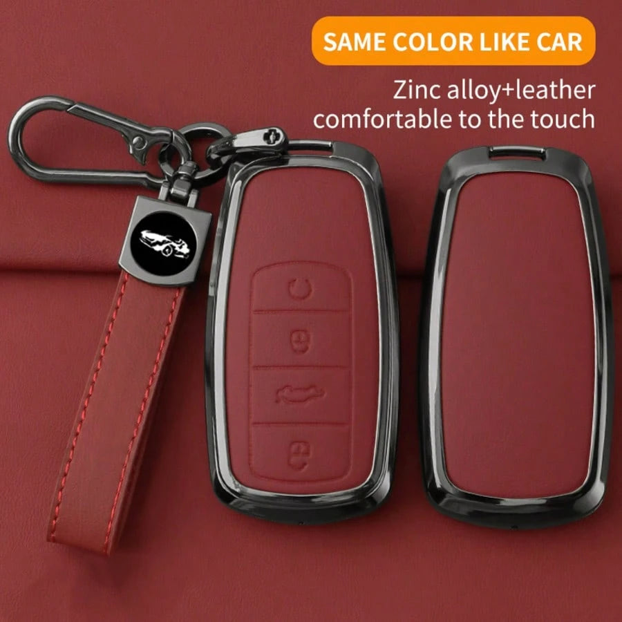 Metal Leather Car Key Case Cover For Chery EBRO S400 S700 S800 Jaecoo J7 7 Phev 2025 Omoda 5 9 C5 Premium 2026 Accessories
