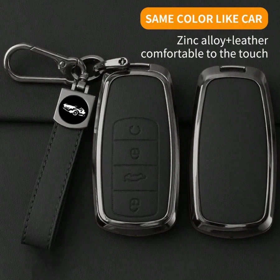 Metal Leather Car Key Case Cover For Chery EBRO S400 S700 S800 Jaecoo J7 7 Phev 2025 Omoda 5 9 C5 Premium 2026 Accessories