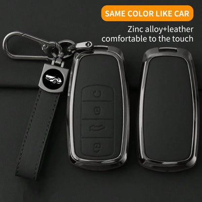 Metal Leather Car Key Case Cover For Chery EBRO S400 S700 S800 Jaecoo J7 7 Phev 2025 Omoda 5 9 C5 Premium 2026 Accessories