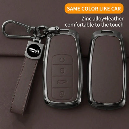 Metal Leather Car Key Case Cover For Chery EBRO S400 S700 S800 Jaecoo J7 7 Phev 2025 Omoda 5 9 C5 Premium 2026 Accessories