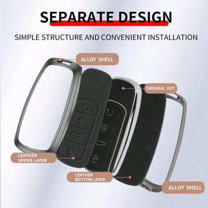 Metal Leather Car Key Case Cover For Chery EBRO S400 S700 S800 Jaecoo J7 7 Phev 2025 Omoda 5 9 C5 Premium 2026 Accessories