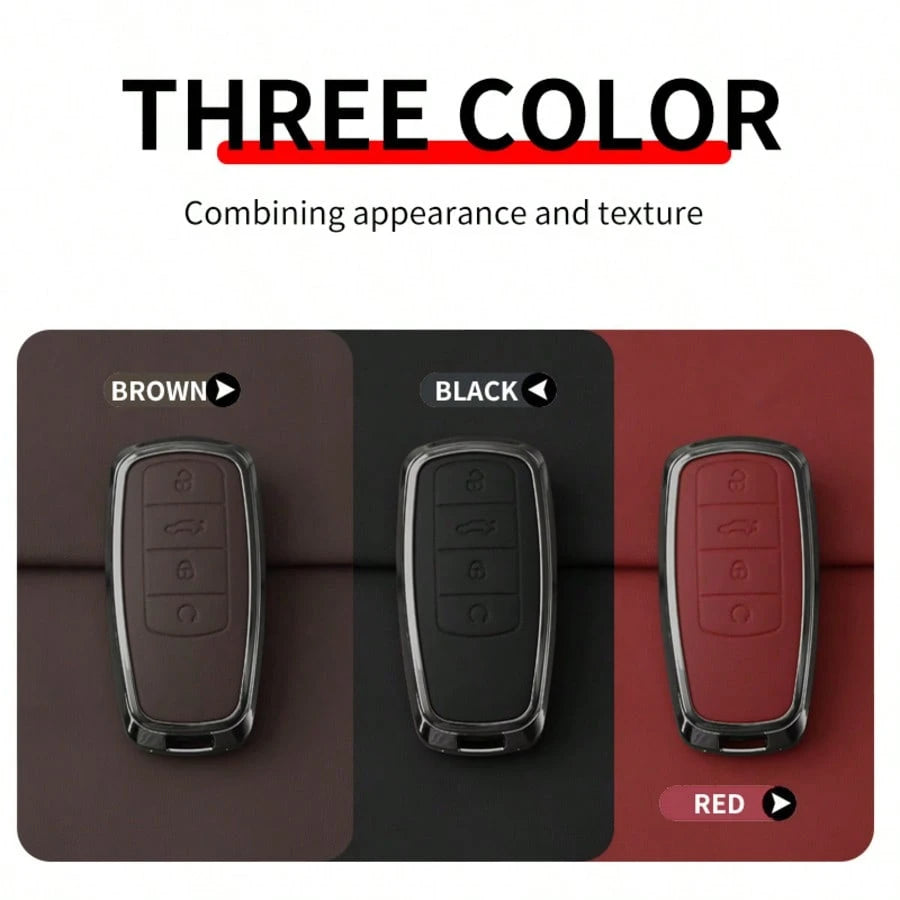 Metal Leather Car Key Case Cover For Chery EBRO S400 S700 S800 Jaecoo J7 7 Phev 2025 Omoda 5 9 C5 Premium 2026 Accessories