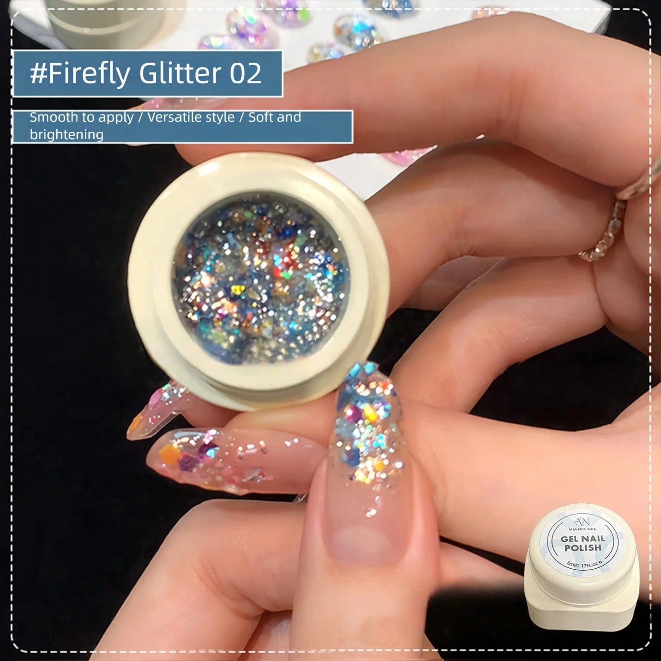 MIANEL GEL Fluorescent Firefly Glitter Gel Nail Polish 2026 New Neon Glitter Nail Gel Super Shiny Glowing Nail Polish Suitable For Salon DIY Nail Art