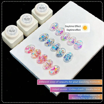 MIANEL GEL Fluorescent Firefly Glitter Gel Nail Polish 2026 New Neon Glitter Nail Gel Super Shiny Glowing Nail Polish Suitable For Salon DIY Nail Art