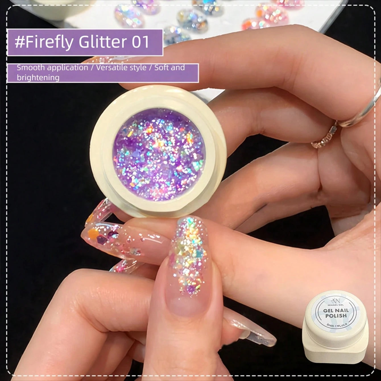 MIANEL GEL Fluorescent Firefly Glitter Gel Nail Polish 2026 New Neon Glitter Nail Gel Super Shiny Glowing Nail Polish Suitable For Salon DIY Nail Art