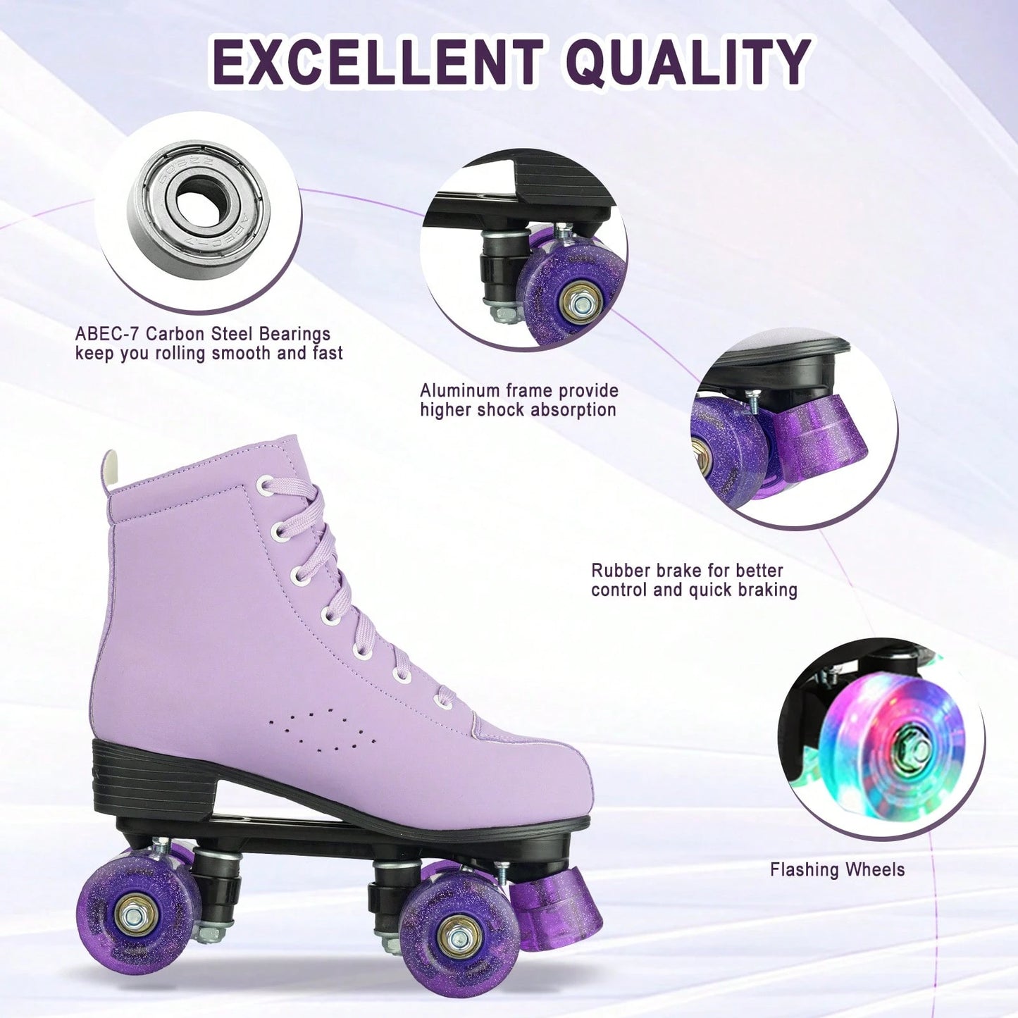 Milky Way Men's And Women's Roller Skates, Comfortable PU Leather High-Top Adult Roller Skates, Four-Wheeled Roller Skates Neutral Model, Beginner Outdoor Indoor Applicable