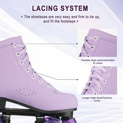 Milky Way Men's And Women's Roller Skates, Comfortable PU Leather High-Top Adult Roller Skates, Four-Wheeled Roller Skates Neutral Model, Beginner Outdoor Indoor Applicable