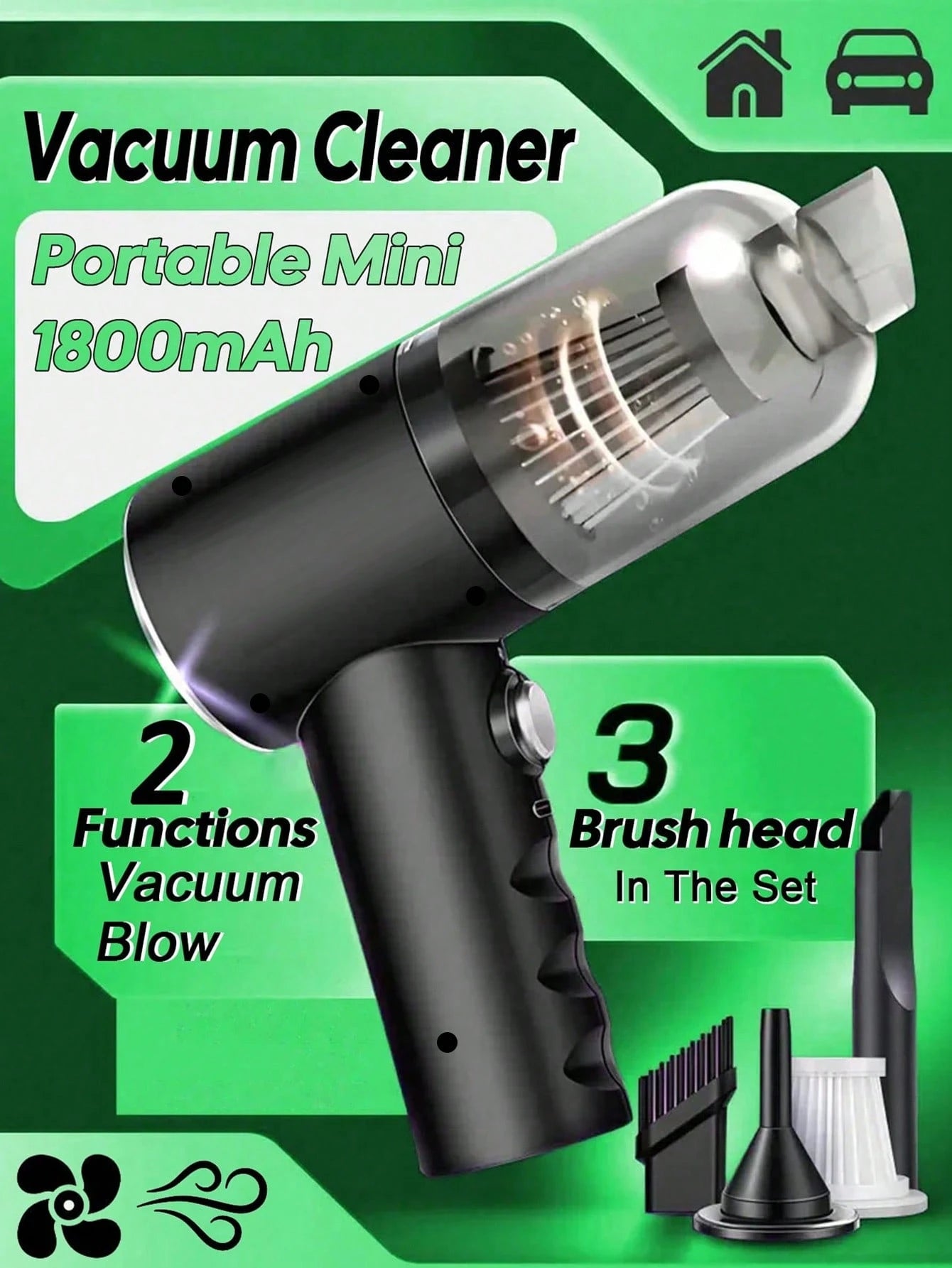 Mini Cordless Car Vacuum Cleaner, Portable Handheld Vacuum With 1800mAh Rechargeable Battery, Wireless Dust Cleaner For Car Interior Home Cleaning, Pet Hair Crumbs Removal Tool, Compact Auto Accessori