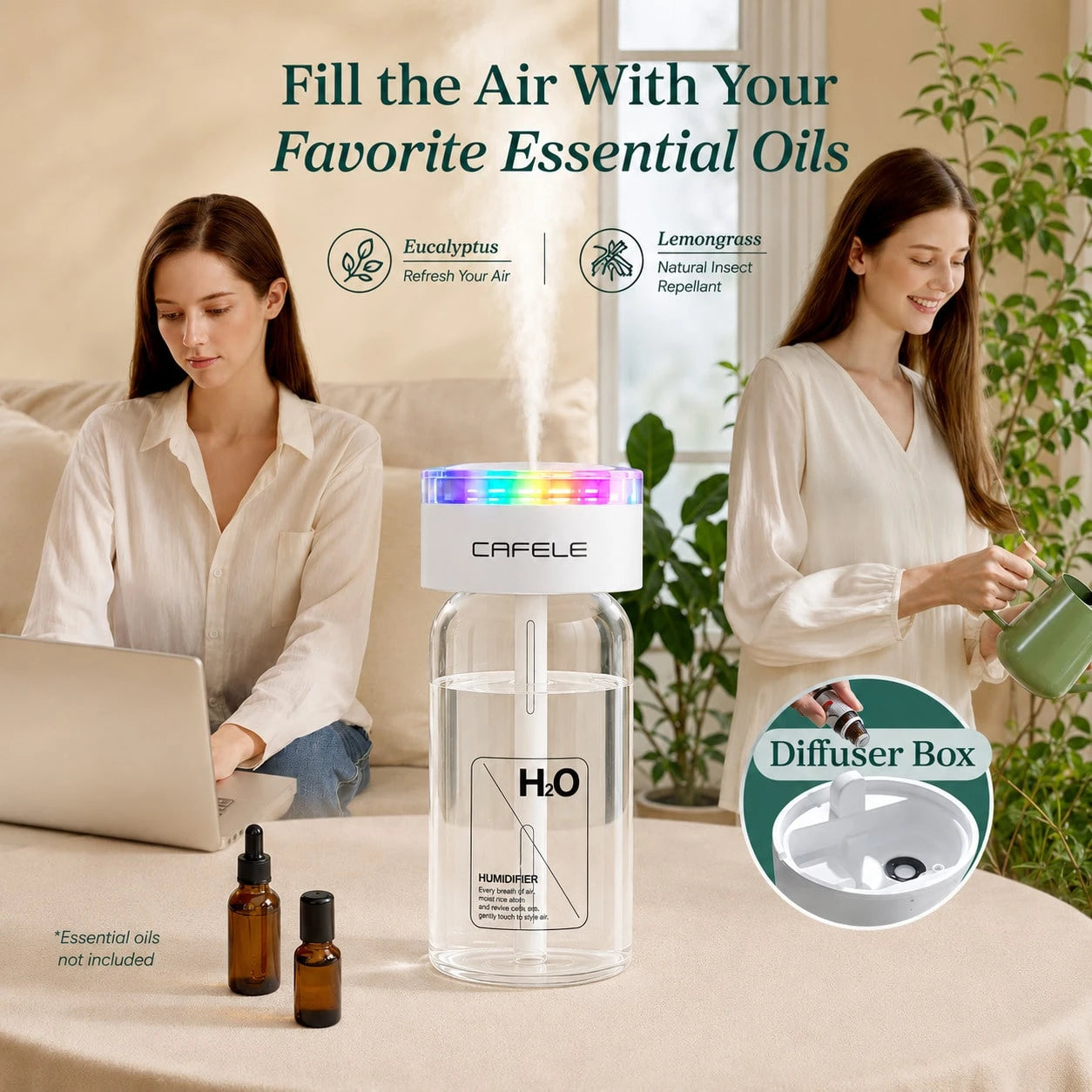 Mini Humidifier, Portable Wireless Desktop Humidifier, USB-C Rechargeable Personal Atomizer With Adjustable Length, Quiet 28 DB Operation, Leak-Proof Design Suitable For Cars, Bedrooms, And Offices.
