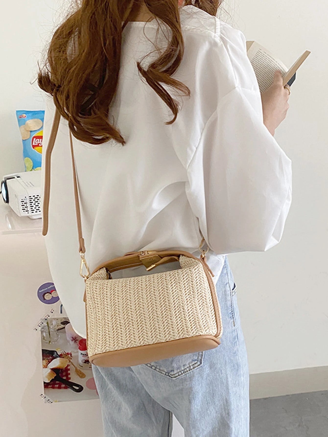 Mini Minimalist Straw Bag New Woven Straw Handbag Fashionable Women's Bag Versatile Shoulder Crossbody Bag Gift Summer Beach For Girls Ladies Students, Summer Essentials, Perfect For Vacation & Holida