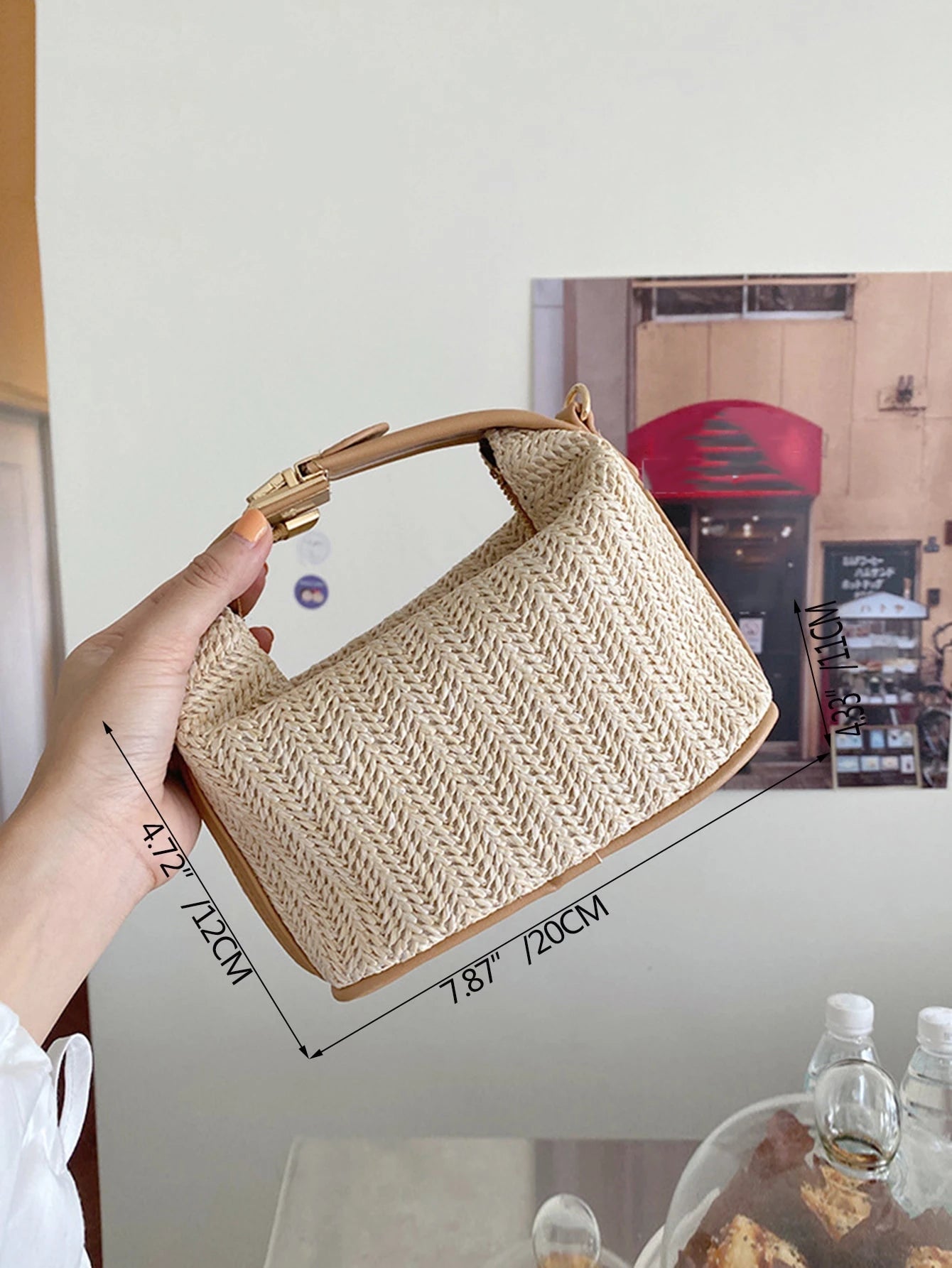 Mini Minimalist Straw Bag New Woven Straw Handbag Fashionable Women's Bag Versatile Shoulder Crossbody Bag Gift Summer Beach For Girls Ladies Students, Summer Essentials, Perfect For Vacation & Holida
