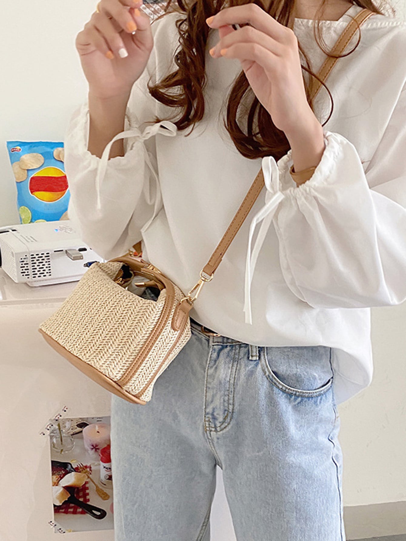 Mini Minimalist Straw Bag New Woven Straw Handbag Fashionable Women's Bag Versatile Shoulder Crossbody Bag Gift Summer Beach For Girls Ladies Students, Summer Essentials, Perfect For Vacation & Holida
