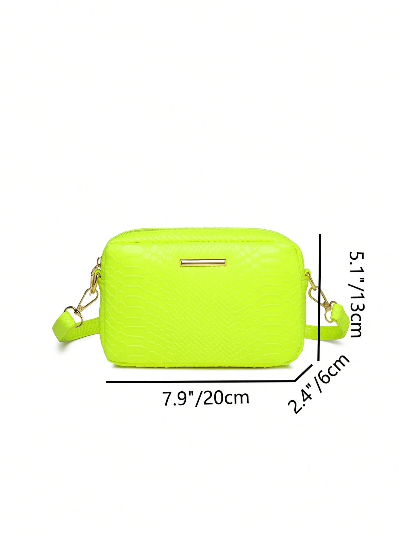 Mini Neon Yellow Snakeskin Embossed Metal Decor Square Bag, Yellow