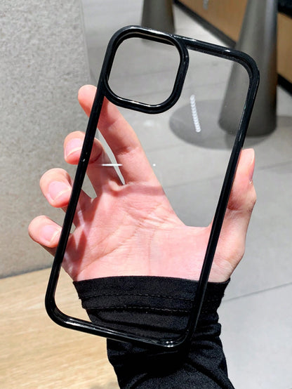 Minimalist Black Solid Color Basic Acrylic Transparent Phone Case Suitable For IPhone 17 Pro Max/17 Pro/17/17 Air/16 Pro Max/16/16 Pro/16 Plus/15/15 Pro Max/15 Pro/15 Plus/11/12/13/14 Pro Max/XS/XR/11