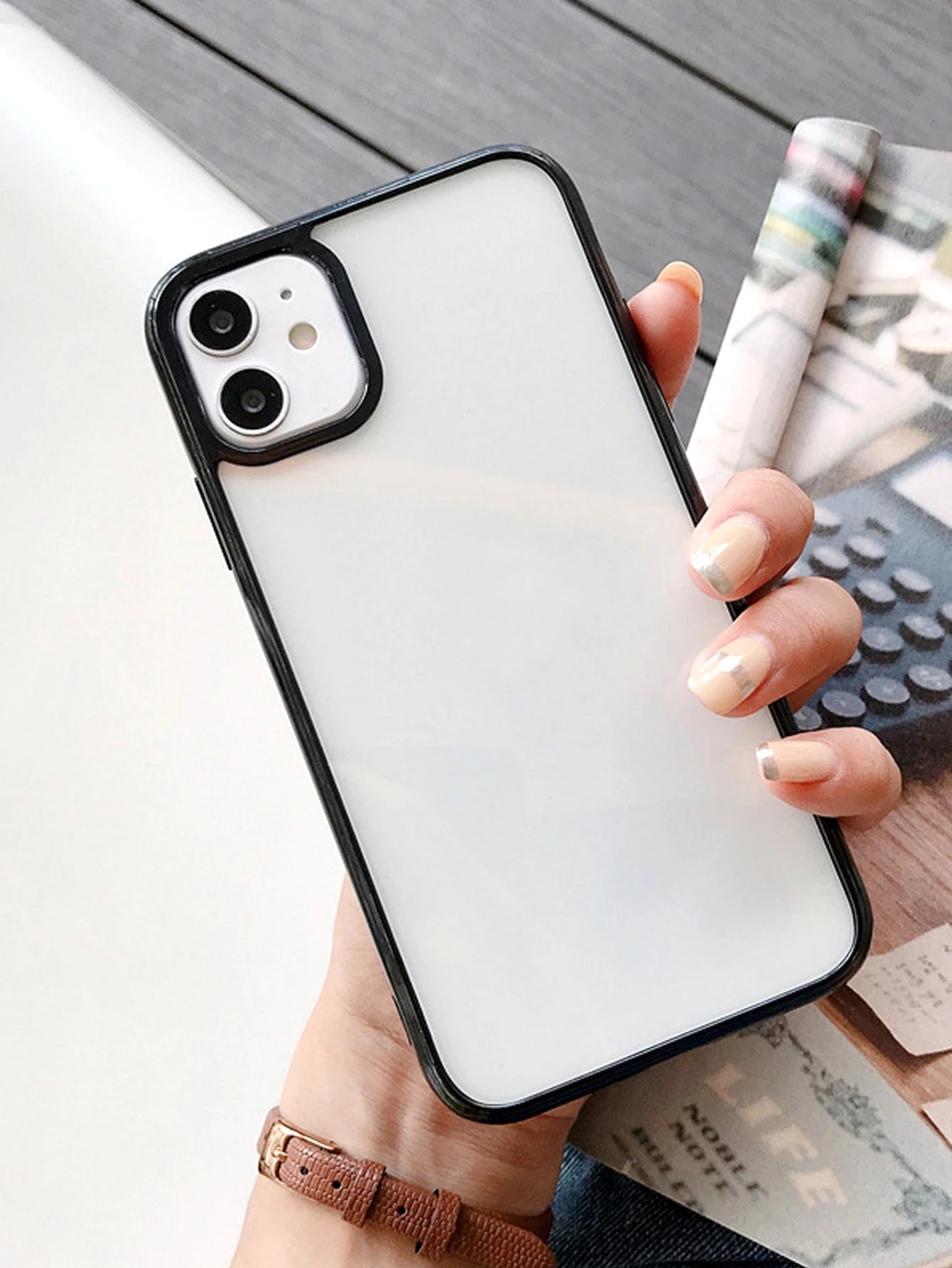 Minimalist Black Solid Color Basic Acrylic Transparent Phone Case Suitable For IPhone 17 Pro Max/17 Pro/17/17 Air/16 Pro Max/16/16 Pro/16 Plus/15/15 Pro Max/15 Pro/15 Plus/11/12/13/14 Pro Max/XS/XR/11
