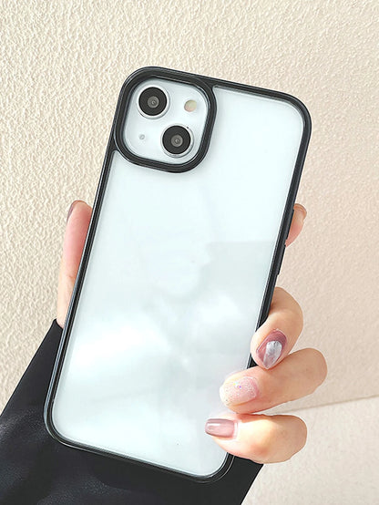 Minimalist Black Solid Color Basic Acrylic Transparent Phone Case Suitable For IPhone 17 Pro Max/17 Pro/17/17 Air/16 Pro Max/16/16 Pro/16 Plus/15/15 Pro Max/15 Pro/15 Plus/11/12/13/14 Pro Max/XS/XR/11