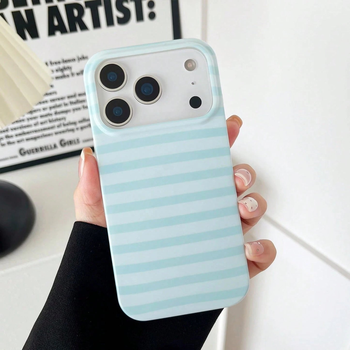 Minimalist Blue Striped Fashion Phone Case, Blue And White Vertical Stripe Design, Retro Minimalist & Vintage Aesthetic Style, Compatible With IPhone 17/16/15/14/13/12/11 Pro Max, Ideal Birthday Gift