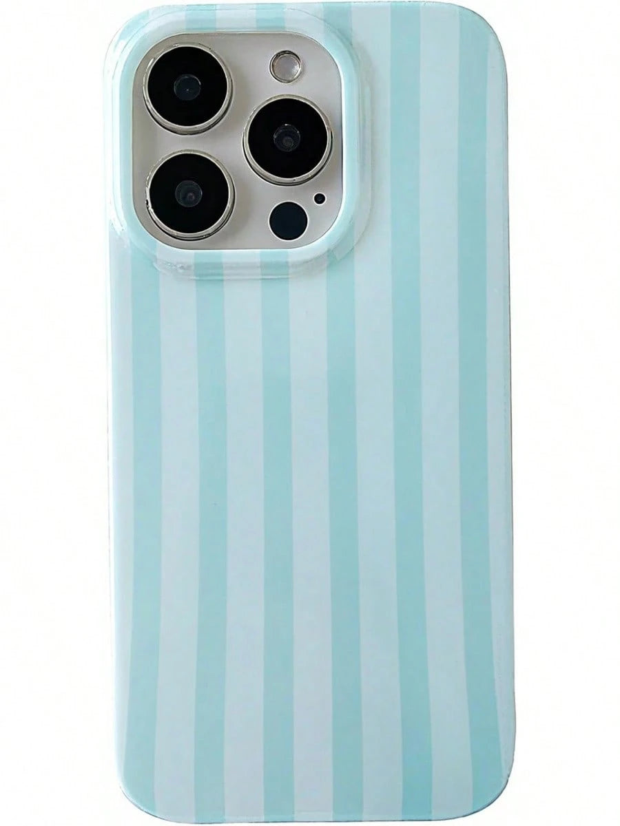 Minimalist Blue Striped Fashion Phone Case, Blue And White Vertical Stripe Design, Retro Minimalist & Vintage Aesthetic Style, Compatible With IPhone 17/16/15/14/13/12/11 Pro Max, Ideal Birthday Gift