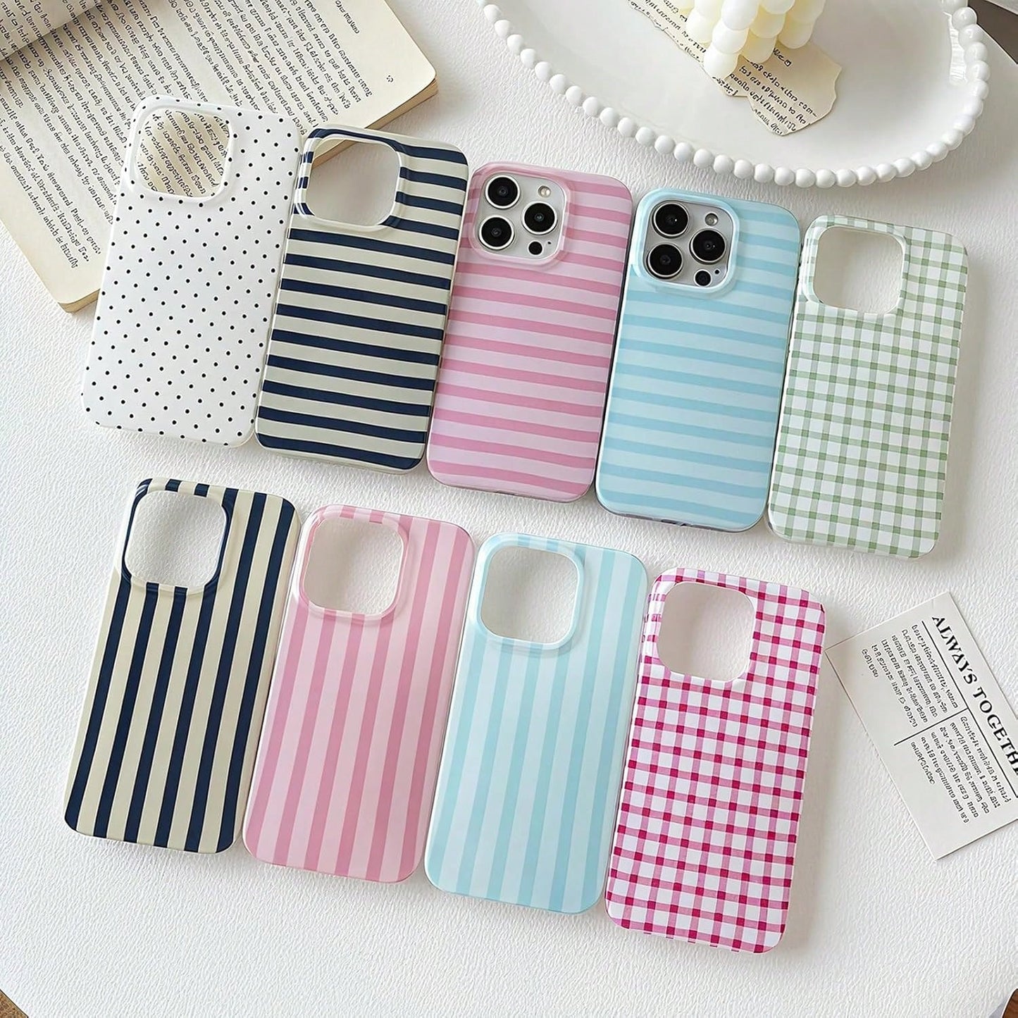 Minimalist Blue Striped Fashion Phone Case, Blue And White Vertical Stripe Design, Retro Minimalist & Vintage Aesthetic Style, Compatible With IPhone 17/16/15/14/13/12/11 Pro Max, Ideal Birthday Gift